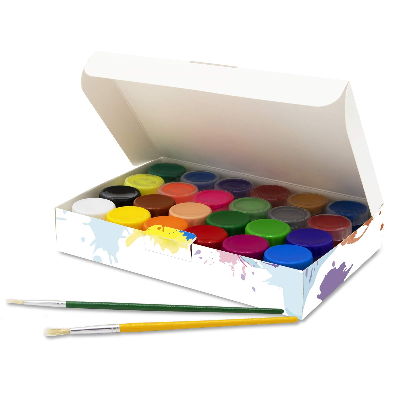 Creative DECO Temperas para Niños Lavable Pintura Dedos Bebes | 24 x 20 ml Botes | No Tóxica | Colores Básicos Fluorescentes Brillantes Metálicos y Neón | para Principiantes y Artistas Navidad
