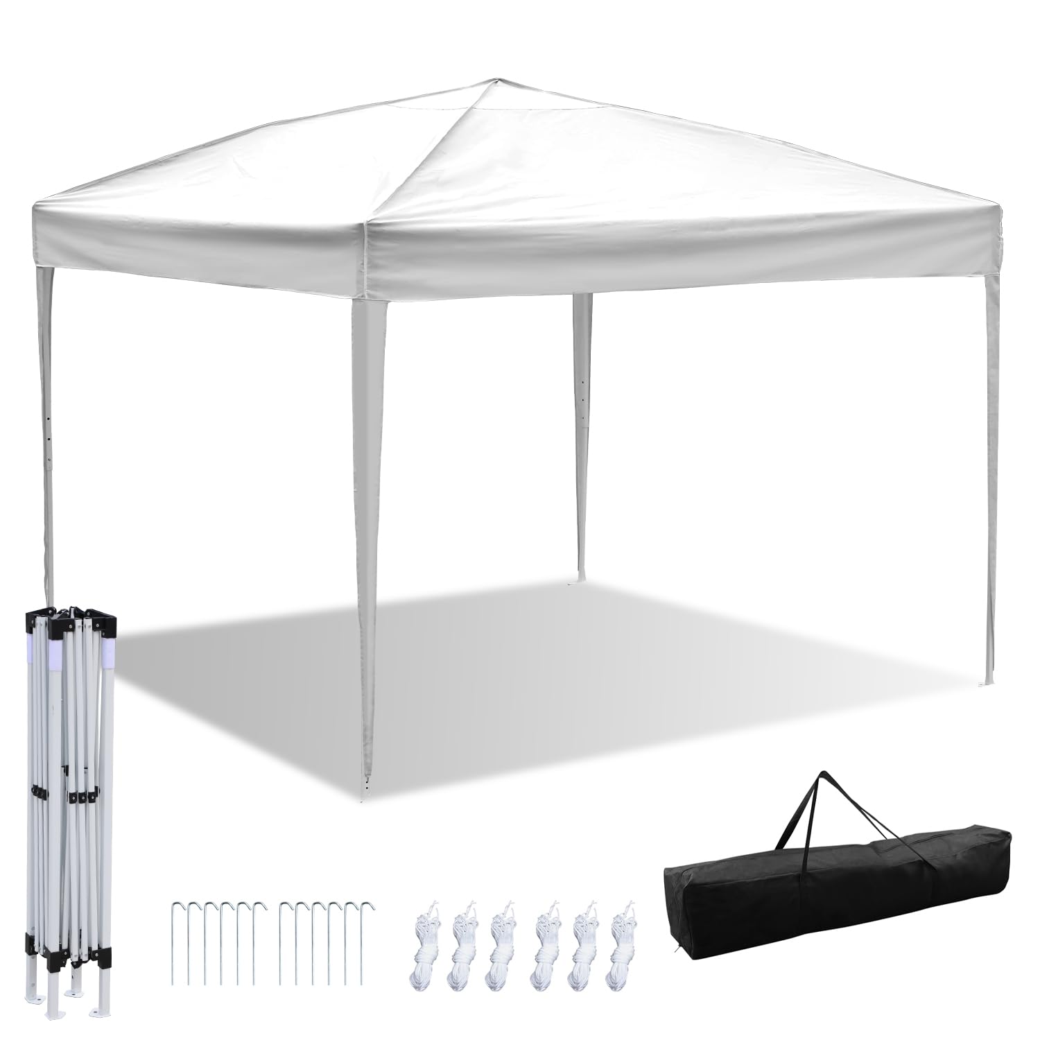 Herrselsam Gazebo 3 x 3 m, impermeabile 3 x 3 cm, resistente all'inverno, resistente ai raggi UV 50 + ad alta densità, gazebo pieghevole, 3 x 3 m, colore bianco