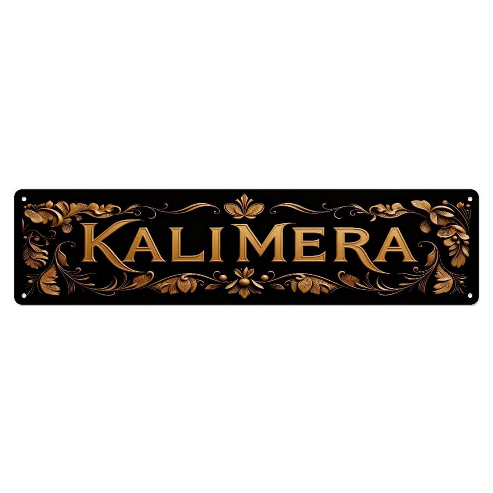 Golden Ornate Floral Design Pattern Metal Tin Sign Plaque
