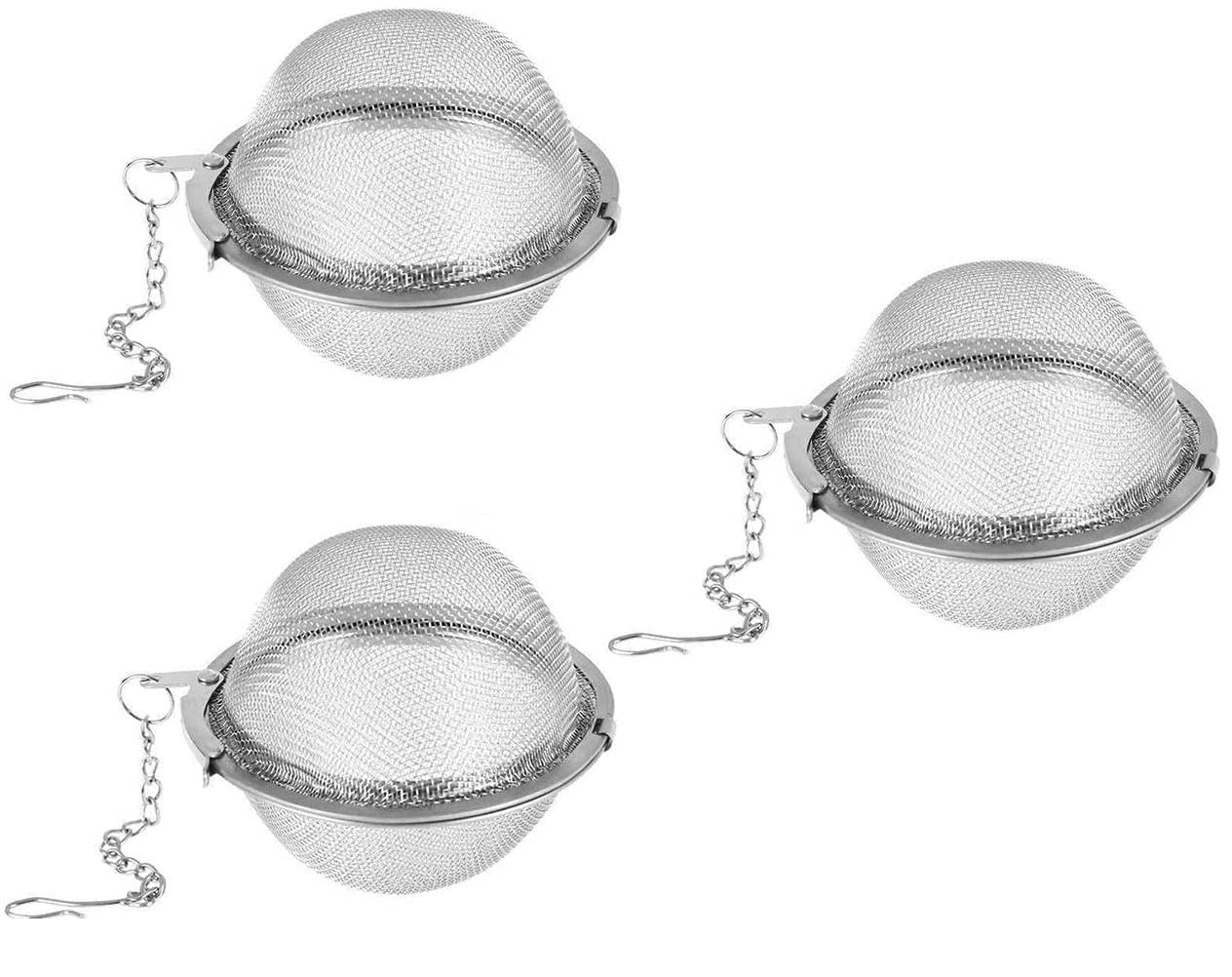 DHRUSIMI® Stainless Steel Tea Ball Strainer Mesh Infuser Filter Reusable Spice Filter Ball Herbs Infuser with Extended Chain Hook for Loose Leaf Tea & Spices Seasoning (Large, Pack of 3) (B0BNNS3YM1) Amazon Price History, Amazon Price Tracker