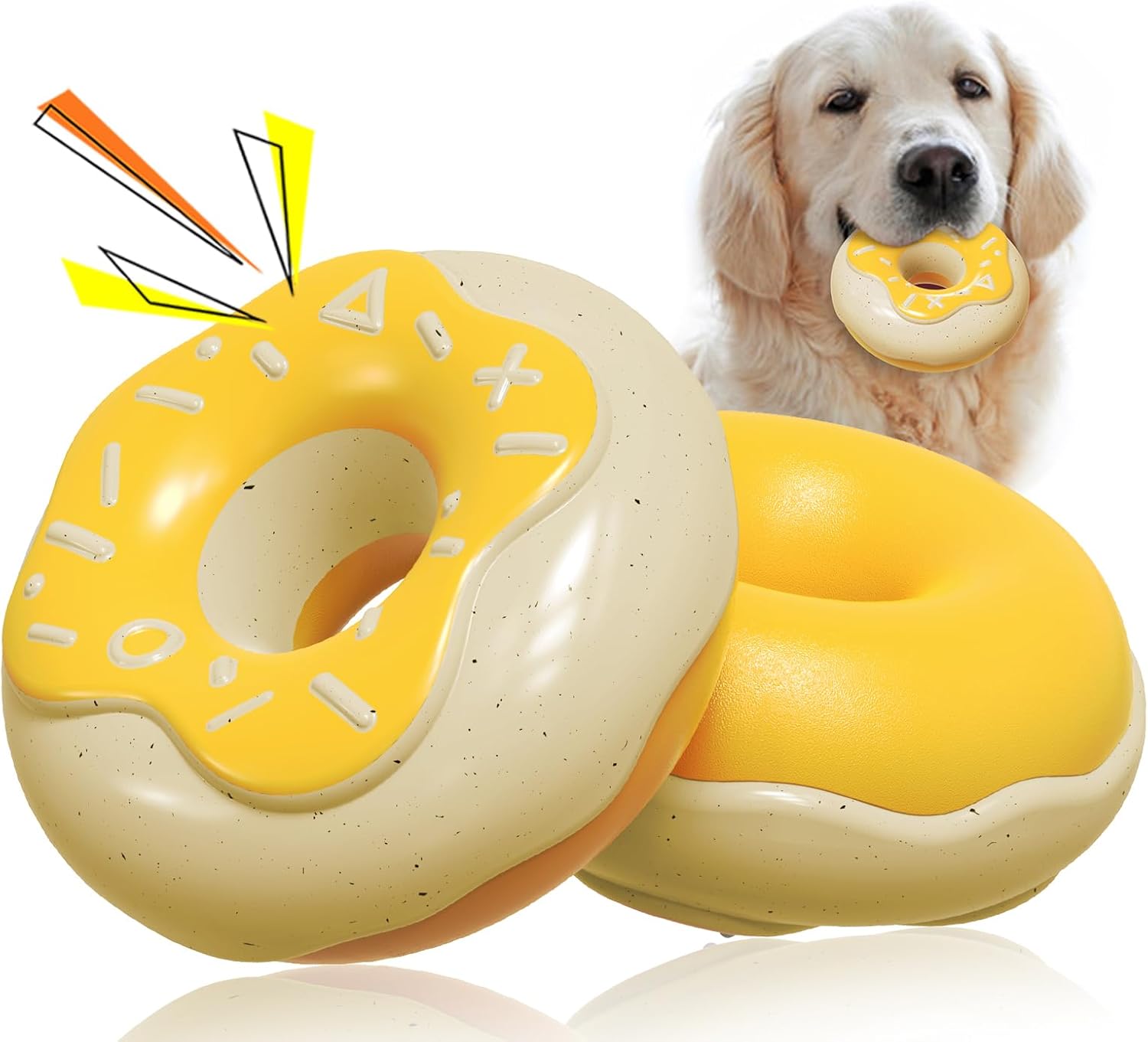 Dog Squeaky Toys for Aggressive Chewers, Dog Donut Toys