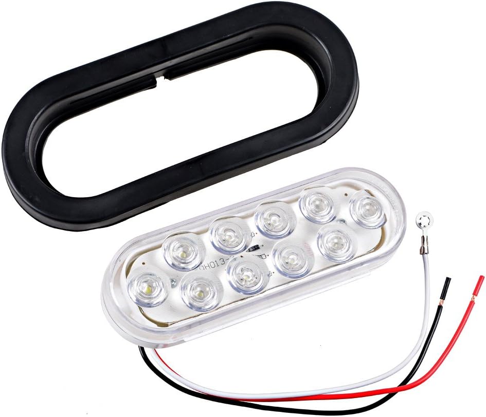 Astra Depot LED Trailer Tail Lights 4PCS 6" Oval Red with Clear Lens Stop Brake Running Lights w/Plug & Grommet Universal Fit for Truck, RV, Boat, UTV, Caravans Waterproof 12V-24V
