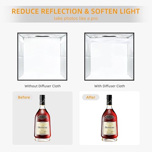 Miniatura 4 de Lightdow Caja de luz de estudio fotográfico de 12 x 12 x 12 pulgadas con trípode de escritorio y 120 LED (CRI95), 6 telones de fondo, tiendas de