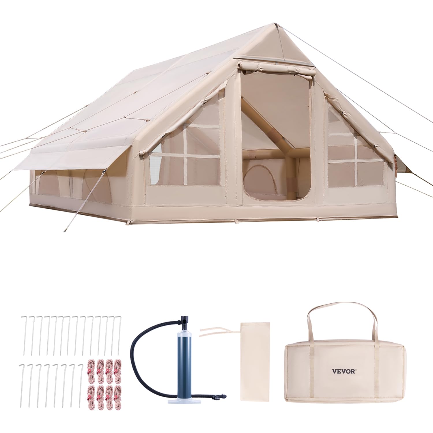 VEVOR Tente de Camping Gonflable Tente de Glamping 3 à 12 Personnes Oxford 300D Facile à Installer