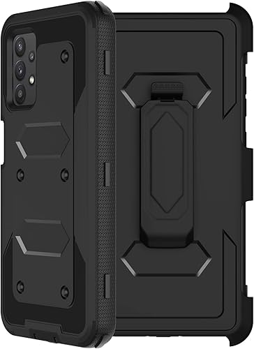 Miniatura 8 de Funda para Samsung Galaxy A32 5G con funda de clip para cinturón, 2 protectores de pantalla, resistente grado militar, cuerpo completo, a prueba de