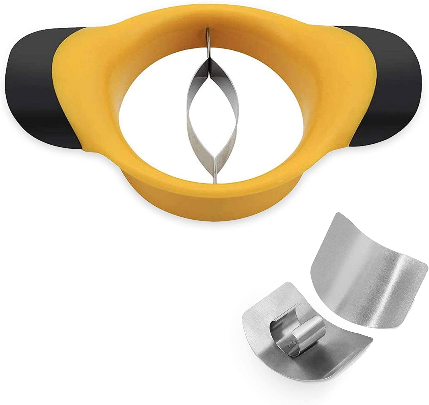 2 pieces of stainless steel finger protector + three-in-one mango slicer, peeler and core removal tool
