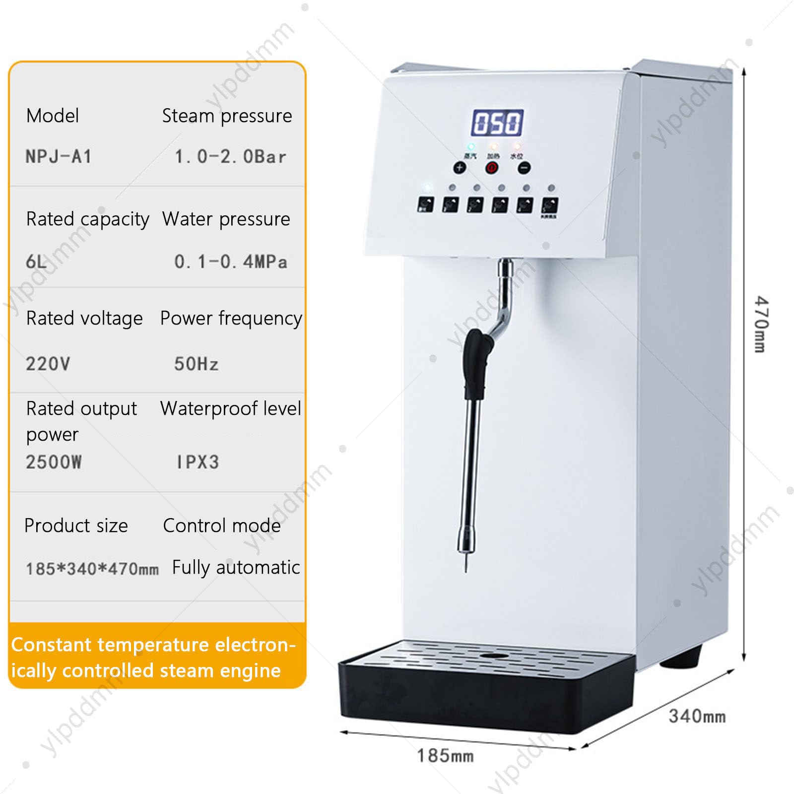 Elektryczna maszyna do spieniania mleka, 6 l spieniacz do mleka | komercyjny spieniacz do mleka 2500 W, z wyświetlaczem LED, maszyna do spieniania mleka do capuccino, czekolady, latte