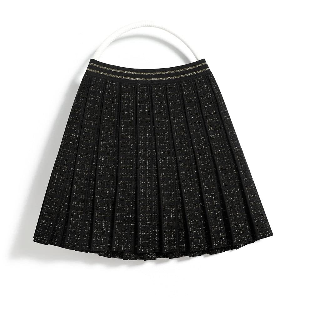 LUKX Faldas,Mini Falda De Mujer Negra Elástica Cintura Alta Dorado Brillante Punto Plisado Falda Envuelta En Caderas A-Line Ruched Elegante Falda Corta De Otoño para Niñas Damas