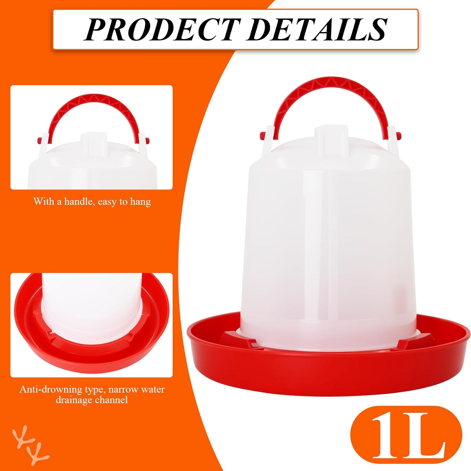 1Kg Chicken Feeder and 1.5 Liter Poultry Drinker, Farm Coop Hen Feeding Waterer for Chicks Quail Goose Ducks