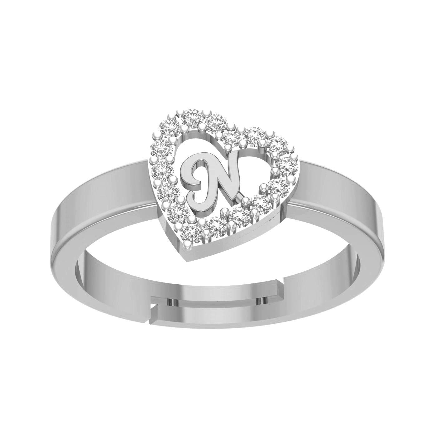 Kanak Jewels Initial Letter N Heart Shaped Silver Brass Ring for Men and Women (B07WCBSBLP) Amazon Price History, Amazon Price Tracker