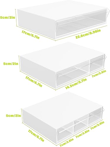 Miniatura 4 de Gonice Organizador de escritorio apilable de 3 niveles con 6 compartimentos, organizador de cajones apilables de plástico blanco para oficina,