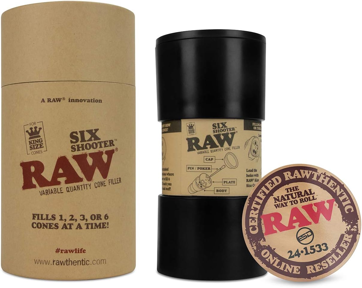 RAW Six Shooter for King Sized Cones | Cone Loader Filling Device | Fills 1,2,3, or 6 Cones at a Time!