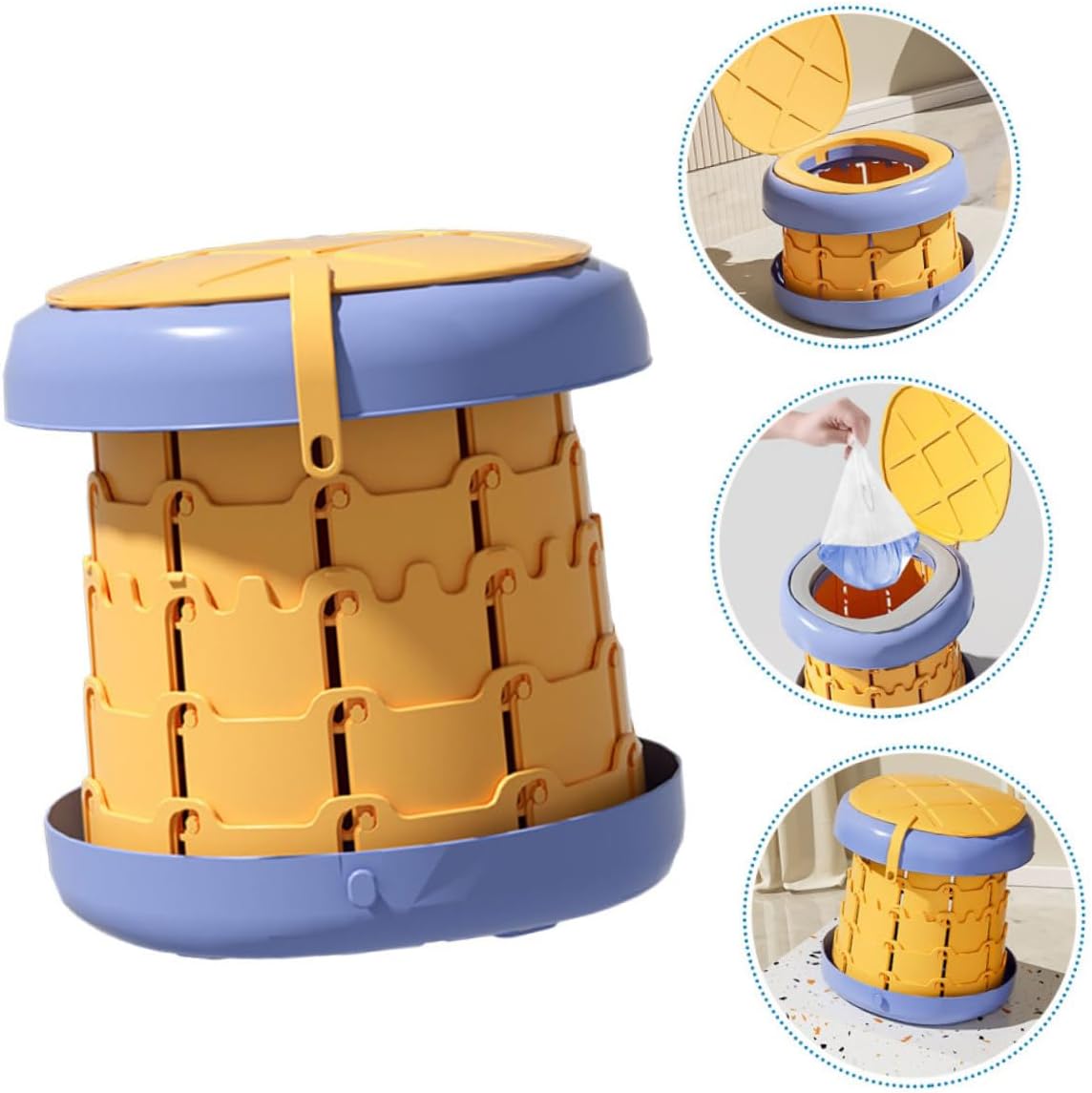 Abaodam Portable Foldable Boy Girl Potty Space-saving Travel Toilet for Boys for Road Trips and Outdoor Potty Training Durable and Material with Storage Bag Pineapple Yellow