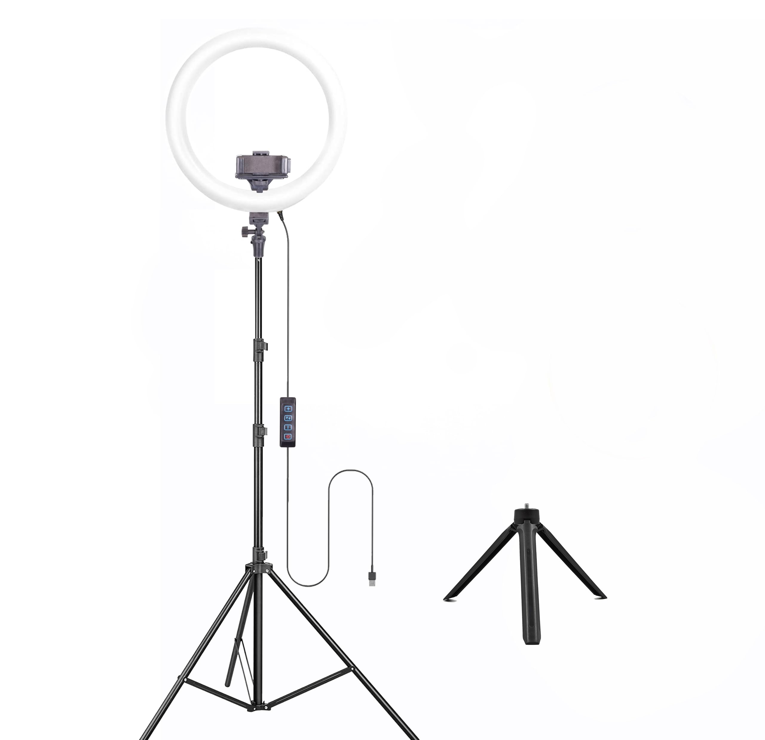 osaka® 14inch professional led ring light 15w with table tripod dimmable extra bright lighting with 2 color modes for photo shoot video shoot live stream makeup compatible with iphone & smartphones.