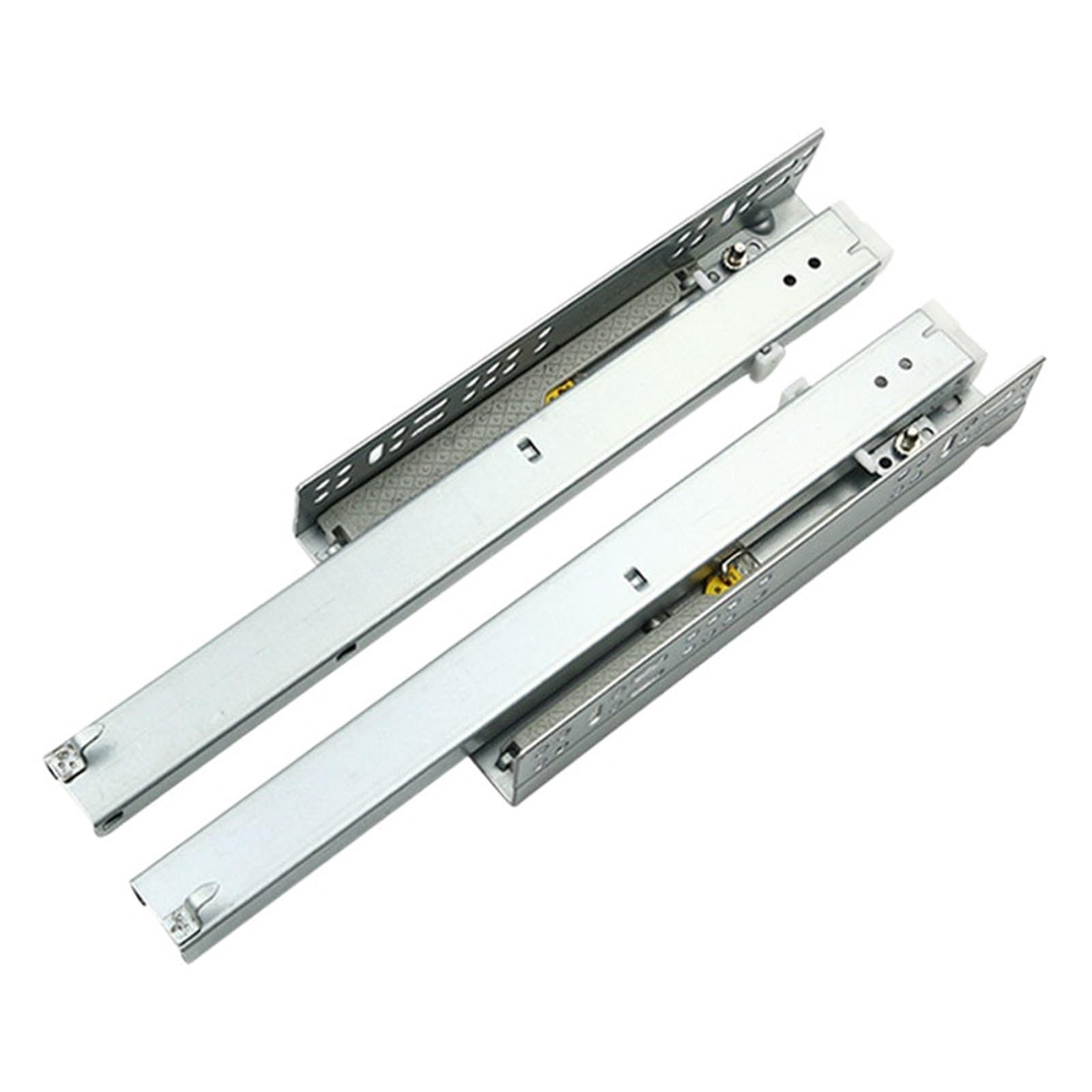 Oumifand Three-Foldlatch18plate18plate450mm Three-Section Bottom Guide Rail Damping Buffer Mute Slide Cabinet Wardrobe Drawer Hidden Bolt 2Pcs(Three-Foldlatch18plate18plate450mm)