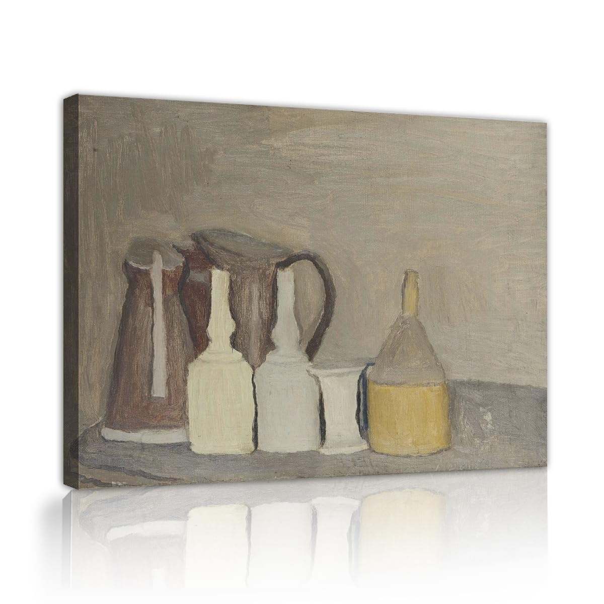 TOANGWALL Giorgio Morandi Still Life Canvas Wall Art Home Muted Pitcher Jar Framed Wall Pictures for Office Restaurant Decor 90x110cm
