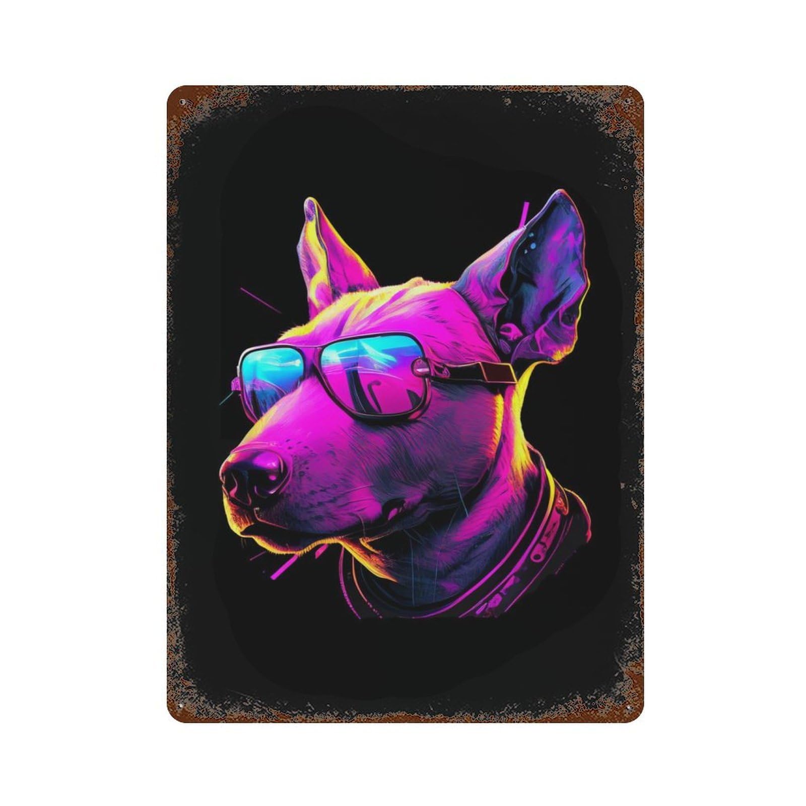 Bull Terrier Aged Metal Wall Plaque 15.7"x11.8", Old School Wall Decor for Garage, Bar And Workshop Decor