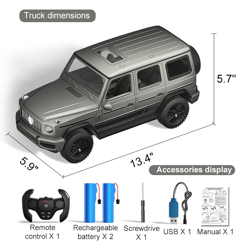 Image of 2.4G RC Cars for Kids, 1:14 Remote Control Jeep Toy with LED Lights, Gesture Sensing Open Doors Racing SUV Truck, Off-Road All Terrain Crawler Vehicle Toy, Birthday for Boys