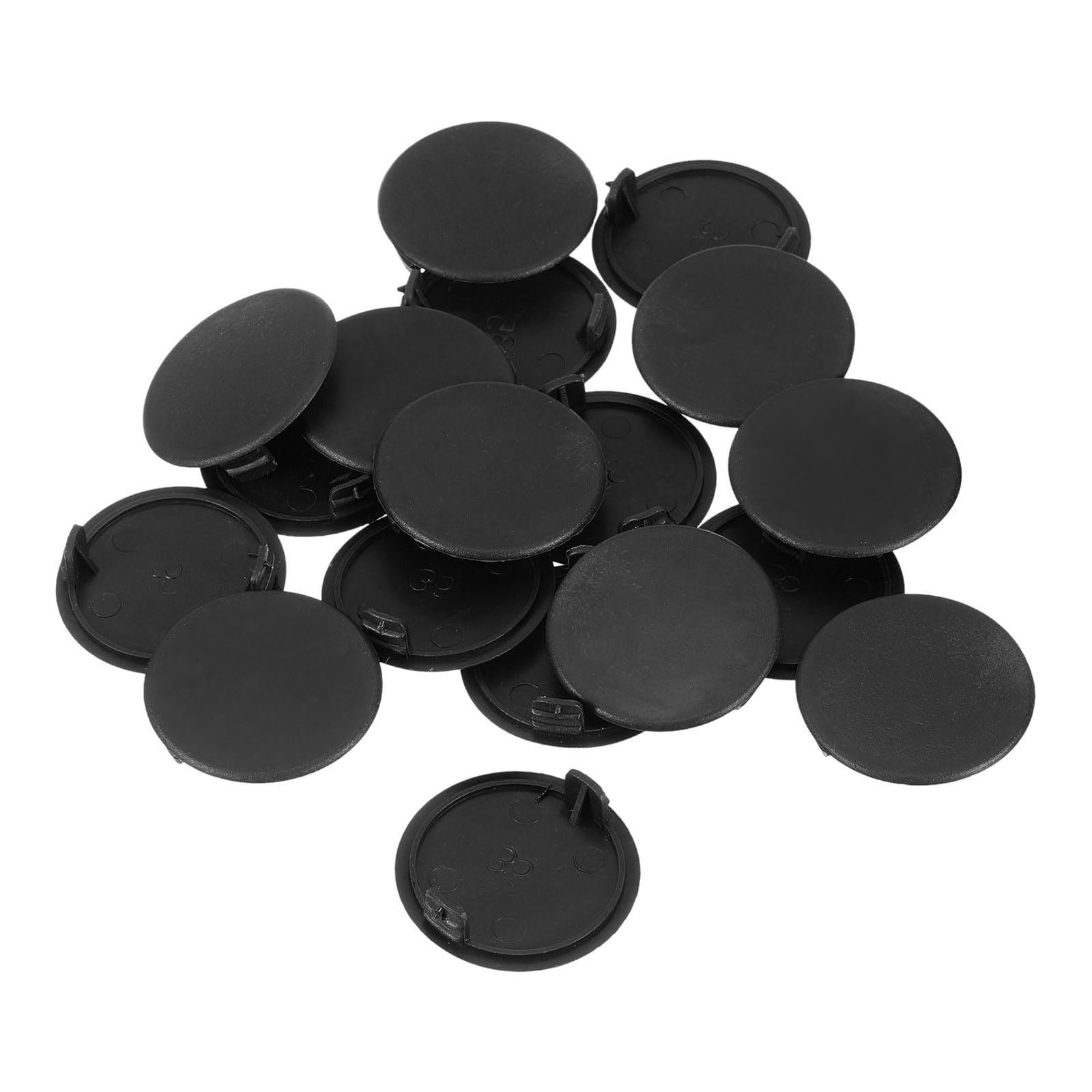 TA-VIGOR 38 Pcs Hinge Hole Covers Caps, 35mm / 1.38" Plastic Hinge Hole Filler Caps, Round Concealed Blanking Cover Cap for Kitchen Cabinets, Black