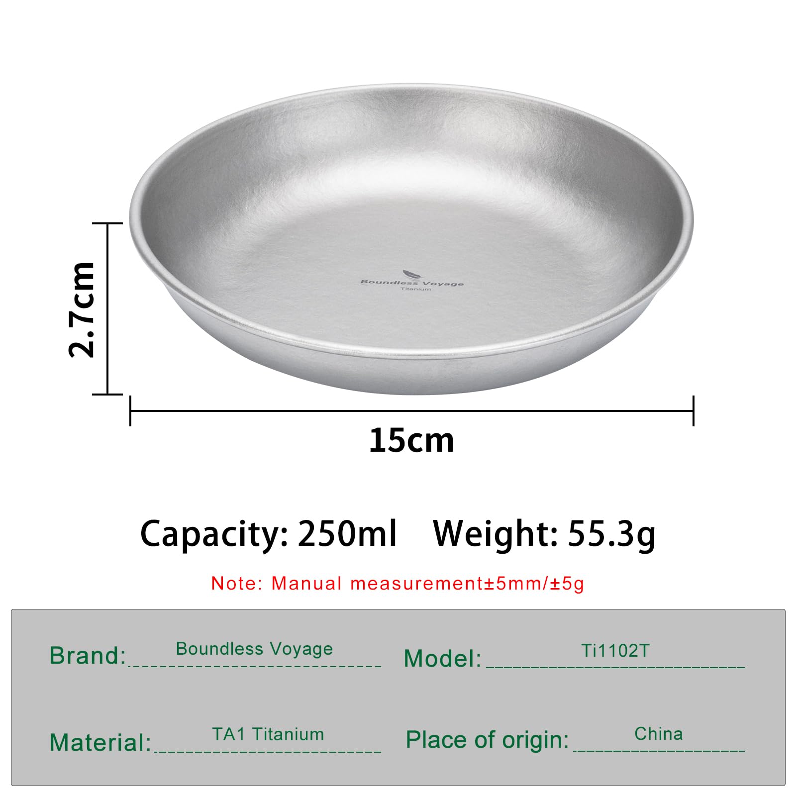 iBasingo Titanium Pan Dish Plate with Carry Mesh Bag Ultralight for Outdoor Camping Tableware Cookware Mess Kit 3 Size