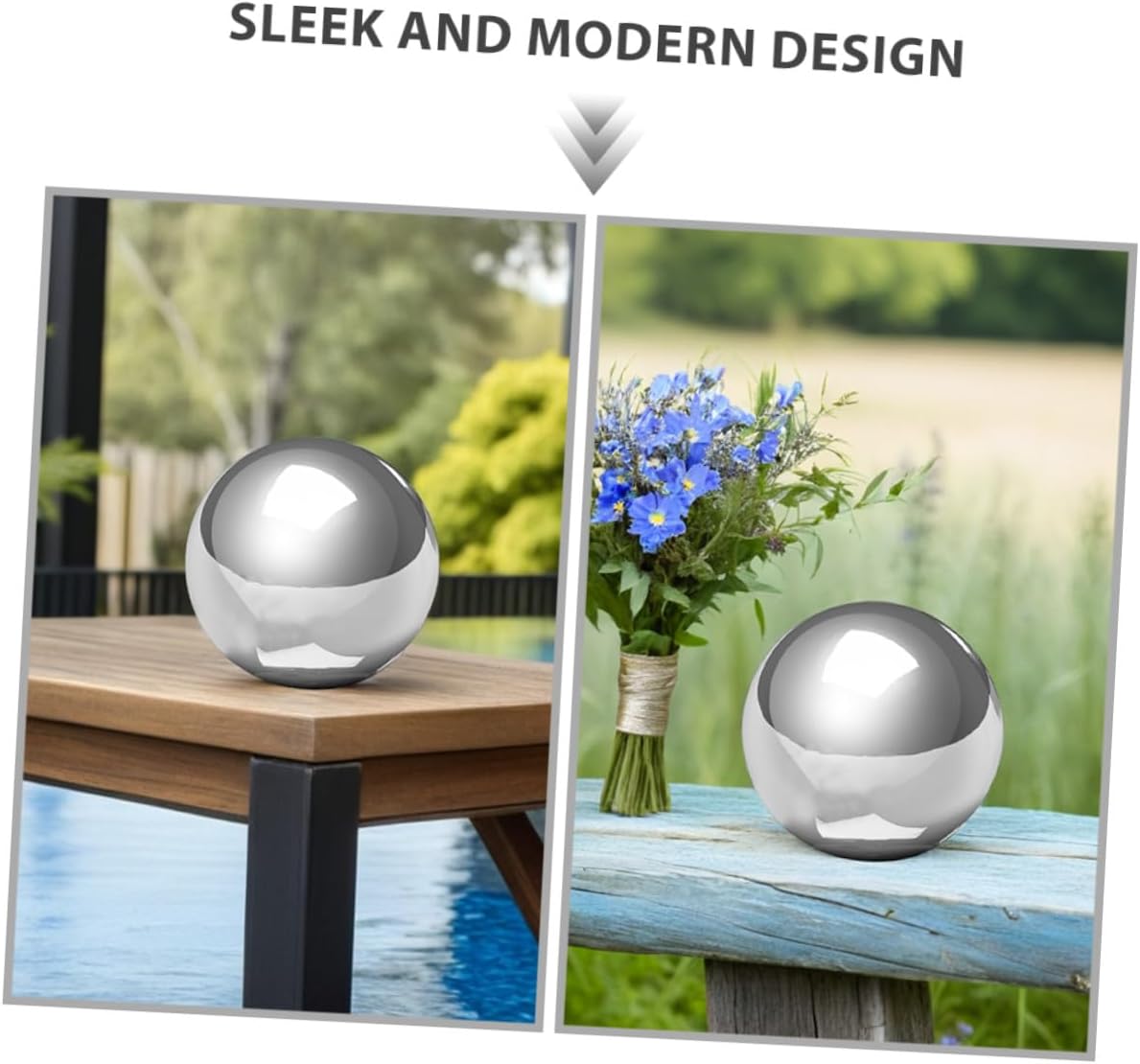 Stainless Steel Gazing Globe Garden Sculpture 11 Inch Polished Mirror Ball Outdoor Reflective Sphere for Patio Lawn Décor