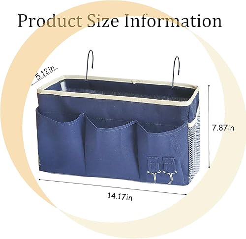 Miniatura 2 de SMALIGOLA Organizador de almacenamiento colgante para literas y camas de hospital, cama de dormitorio universitario, se puede colocar lentes,