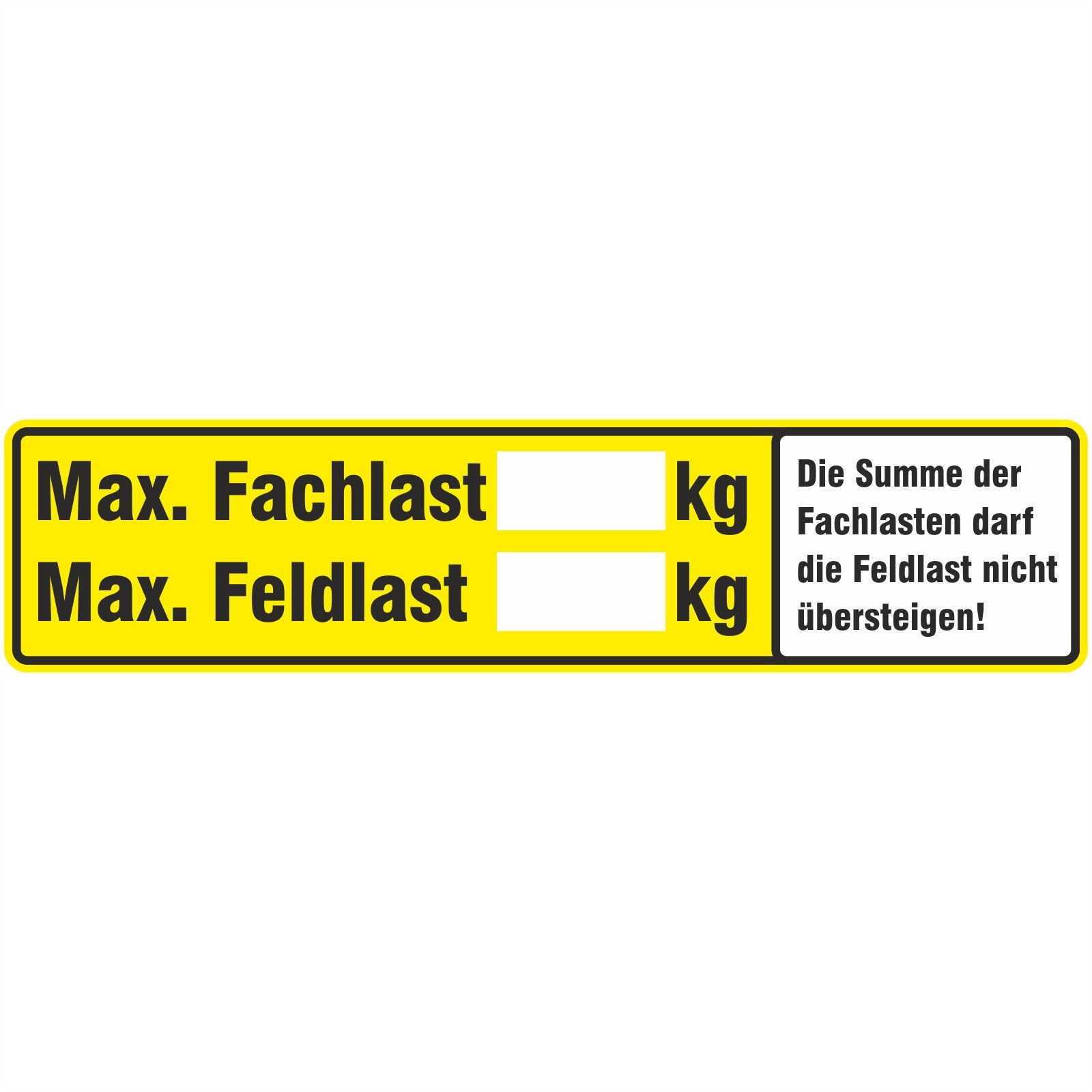 50 x Aufkleber schmal 150x35mm Etiketten maximale Fachlast und Traglast Regale Regalbelastungsaufkleber