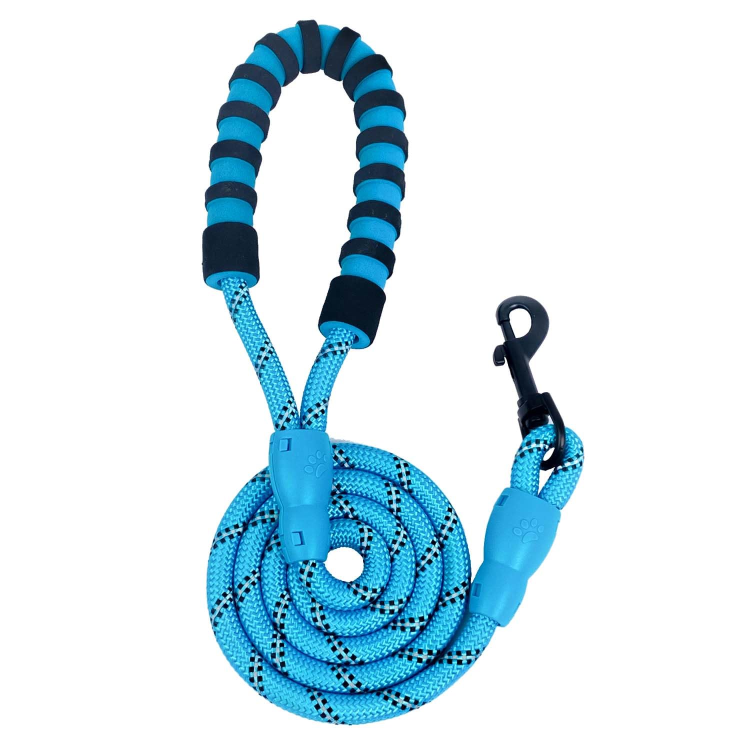 AiTodos® 1,2m Correa Fuerte para Perros, Correa para Perros Antitirones para Entrenar o Caminar, Adecuada para Perros Pequeños, Medianos y Grandes, con Asa Acolchada y Línea Reflectante, Azul