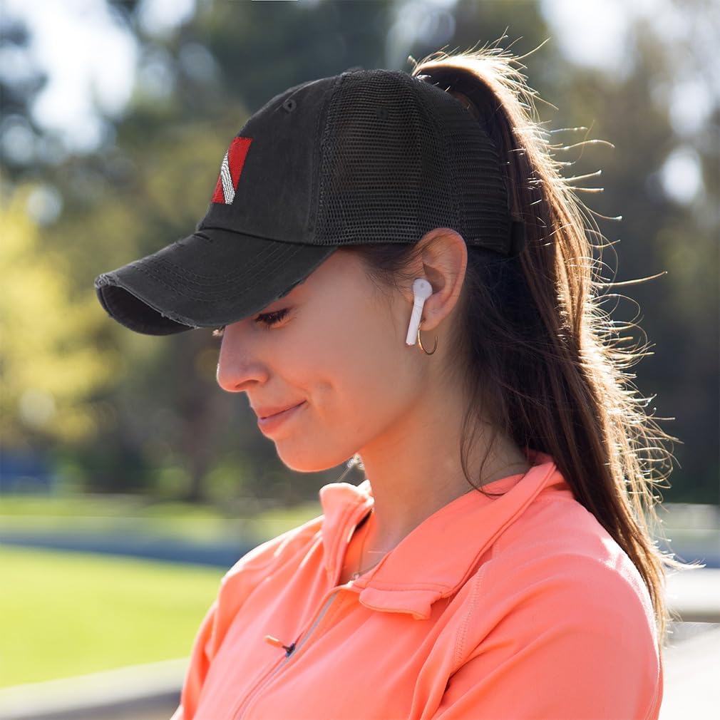 Speedy Pros Ponytail Cap Women's Baseball Cap Embroidered Sport Scuba Diving Flag Embroidery Cotton