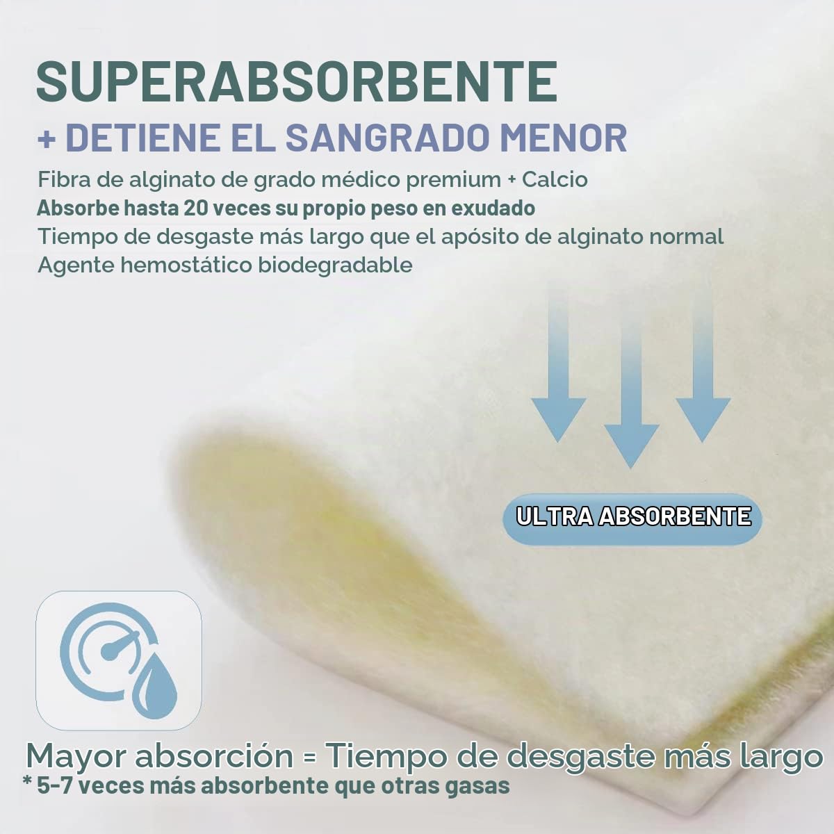 EVERLIT Apósito para heridas de alginato de calcio, suave, antiadherente, estéril, vendaje suave y altamente absorbente con matriz de gel calmante (paquete de 20)