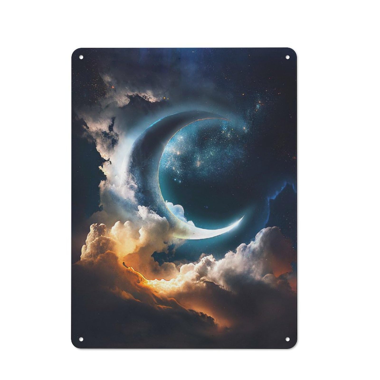 Understated Office Metal Sign 40x30cm Featuring Epic Fantasy Moon, Study Room Decor for Home Office, Reading Corner Or Bedroom