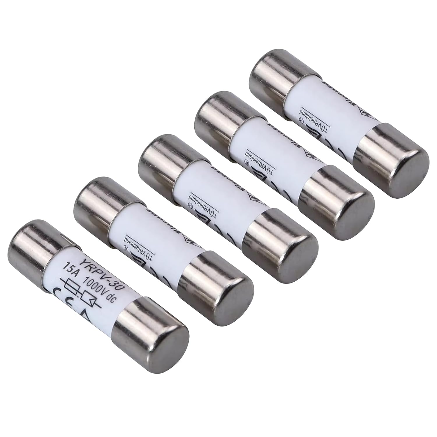 5 Pcs 10x38mm 1000V DC fusible Solar PV Photovoltaic Fuse 15A in line Fuse 15A CE UL:1000V DC In20A/40.3kA