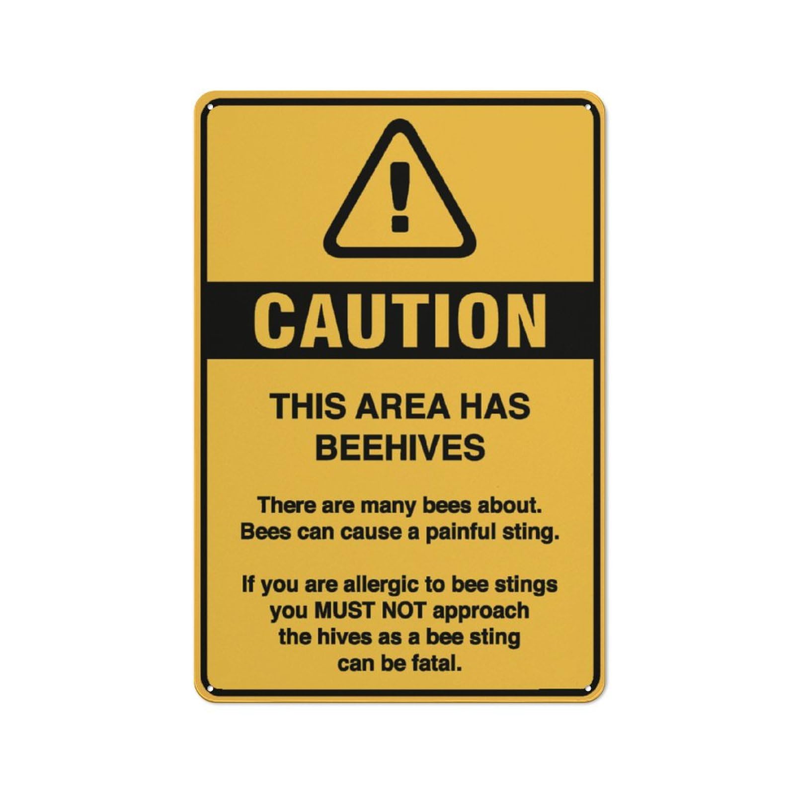 Caution - This Area Has Beehives Sign, 8x12 Inch Rustproof Aluminum Metal Sign, Multicolor