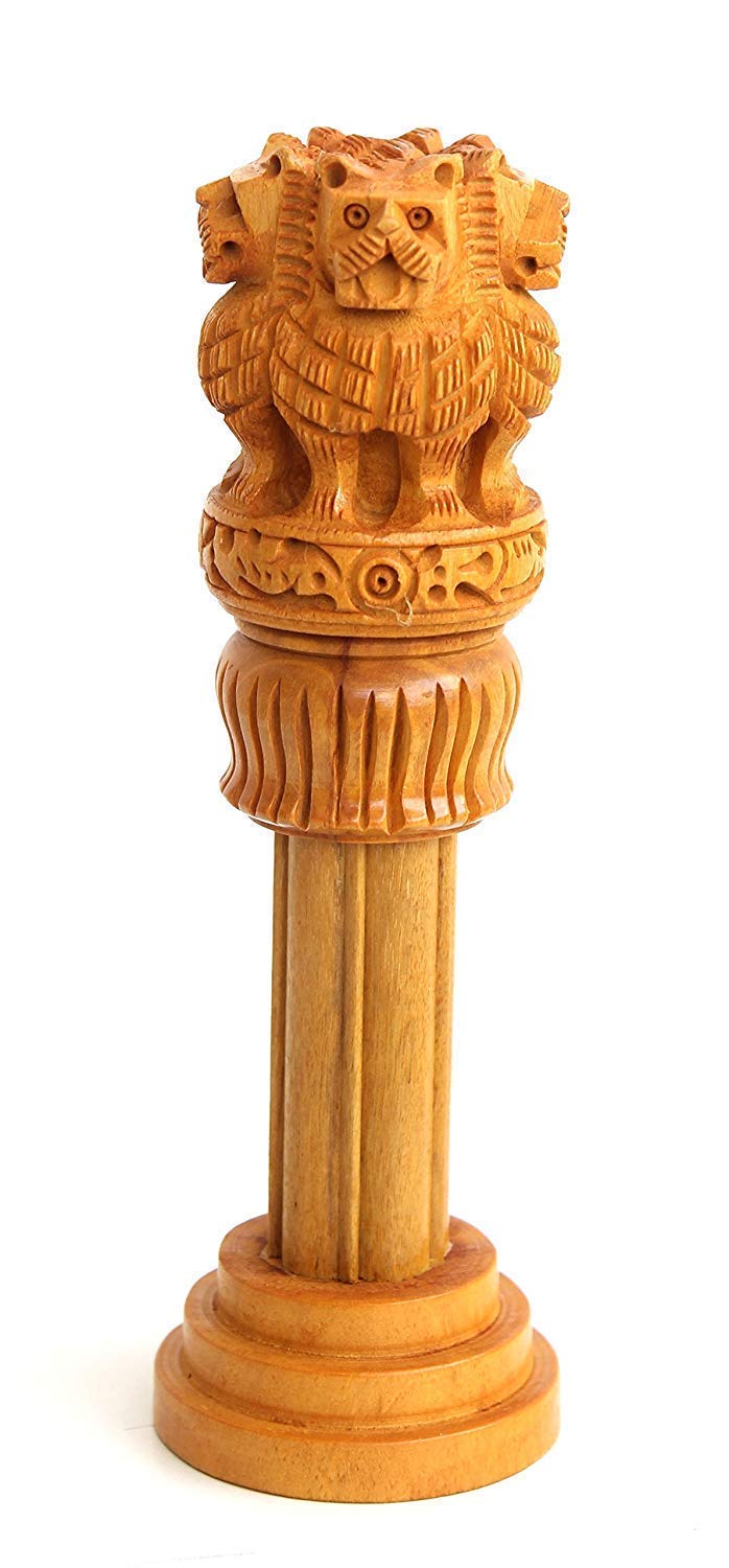 Buy Kaka jiji Handicraft 8 Inches Wooden Ashoka Stambh Ashoka Pillar