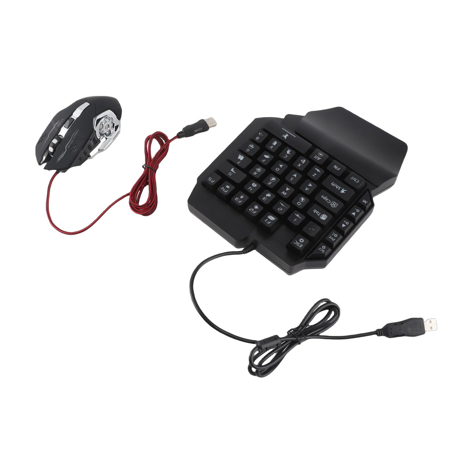 Bewinner Combinazione Tastiera e Mouse da Gioco RGB a una Mano, Tastiera da Gioco a Mezza Mano con Adattatore per, Set Mini e Mouse Retroilluminato a LED Cablato USB per Console di