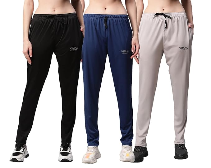 Dryfit Lycra Solid Multicolor Trackpants for Women (Pack of 3)-Dryfit_D10_BLK_BLU_L.Gry_003-XL