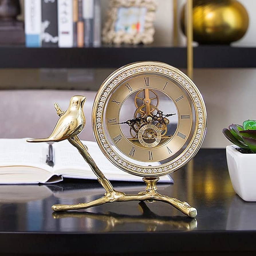 Amazon｜レトロ 高級卓上時計メタルゴールドヴィンテージオフィス