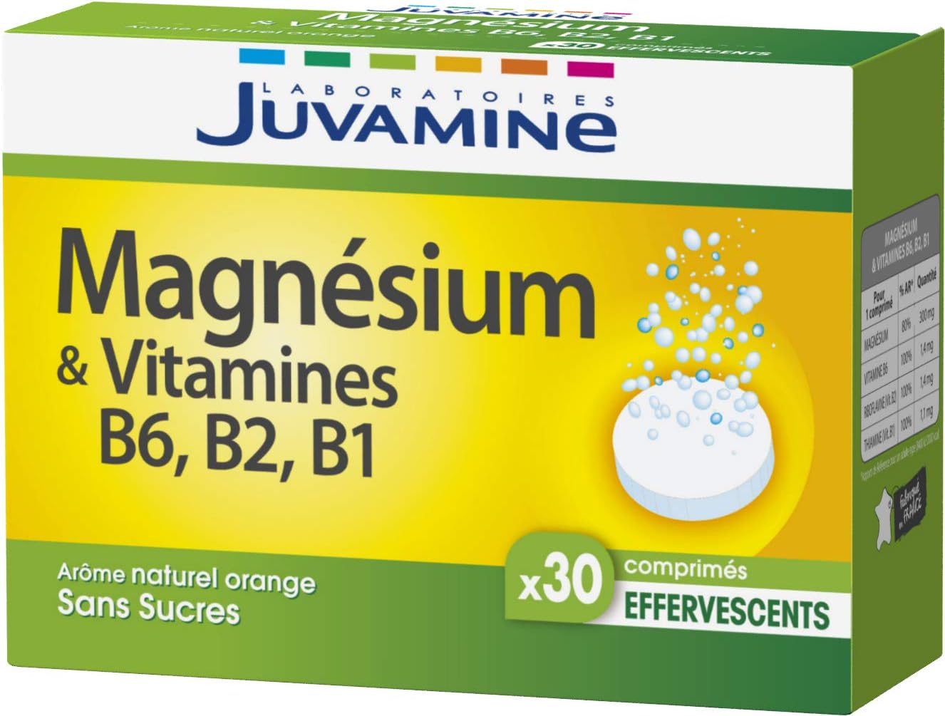 JUVAMINE – Magnesium + Vitamins B6, B2, B1 – Orange – 30 Effervescent Tablets