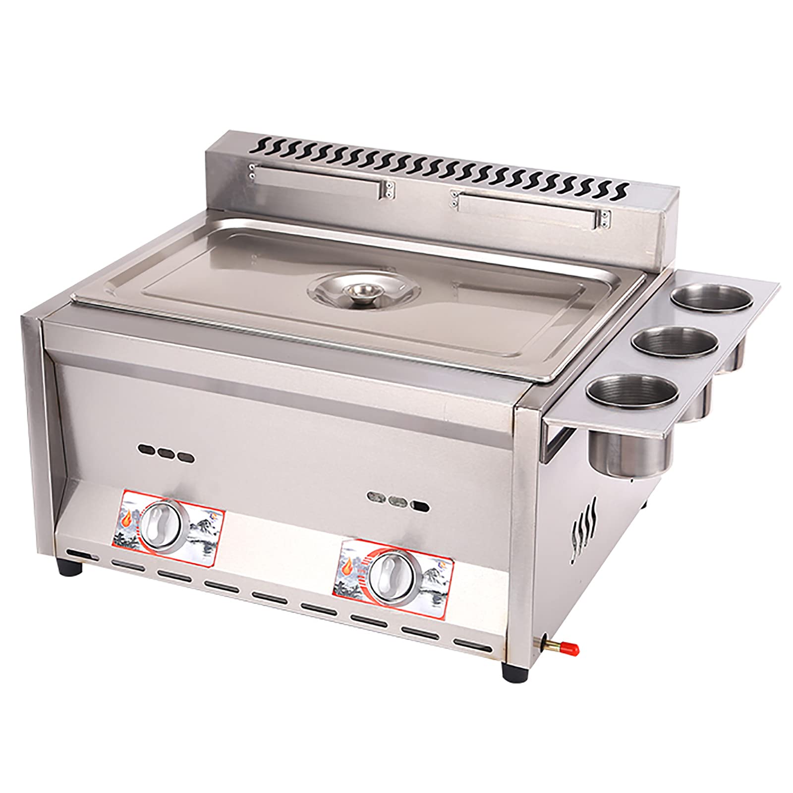 AYCDL 16L Double Tanks Commercial Gas Fryer, Stainless Steel High Capacity Professional Gas Countertop Kitchen Frying Machine for Fry Restaurants Supermarkets Fast Food Stands,16L