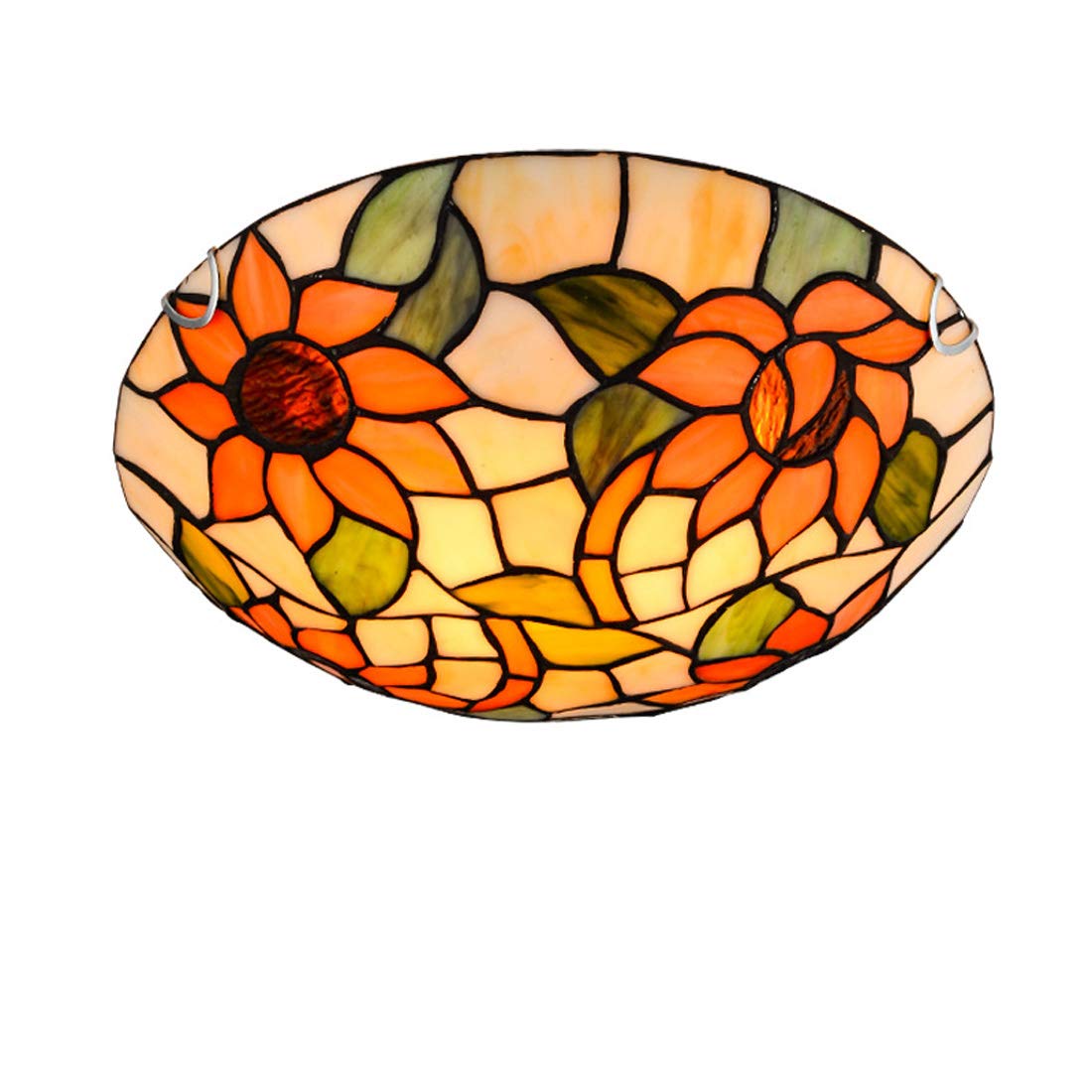 Tiffany Style Ceiling Lights Flush Mount, Vintage Stained Glass Hallway Ceiling Lamp, E27 Bulb Retro Round Shade Ceiling Lighting Fixtures for Bedroom Living Room,L,30cm — image 1