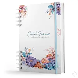 Caderno De Controle Financeiro - Capa Dura - Floral Azul