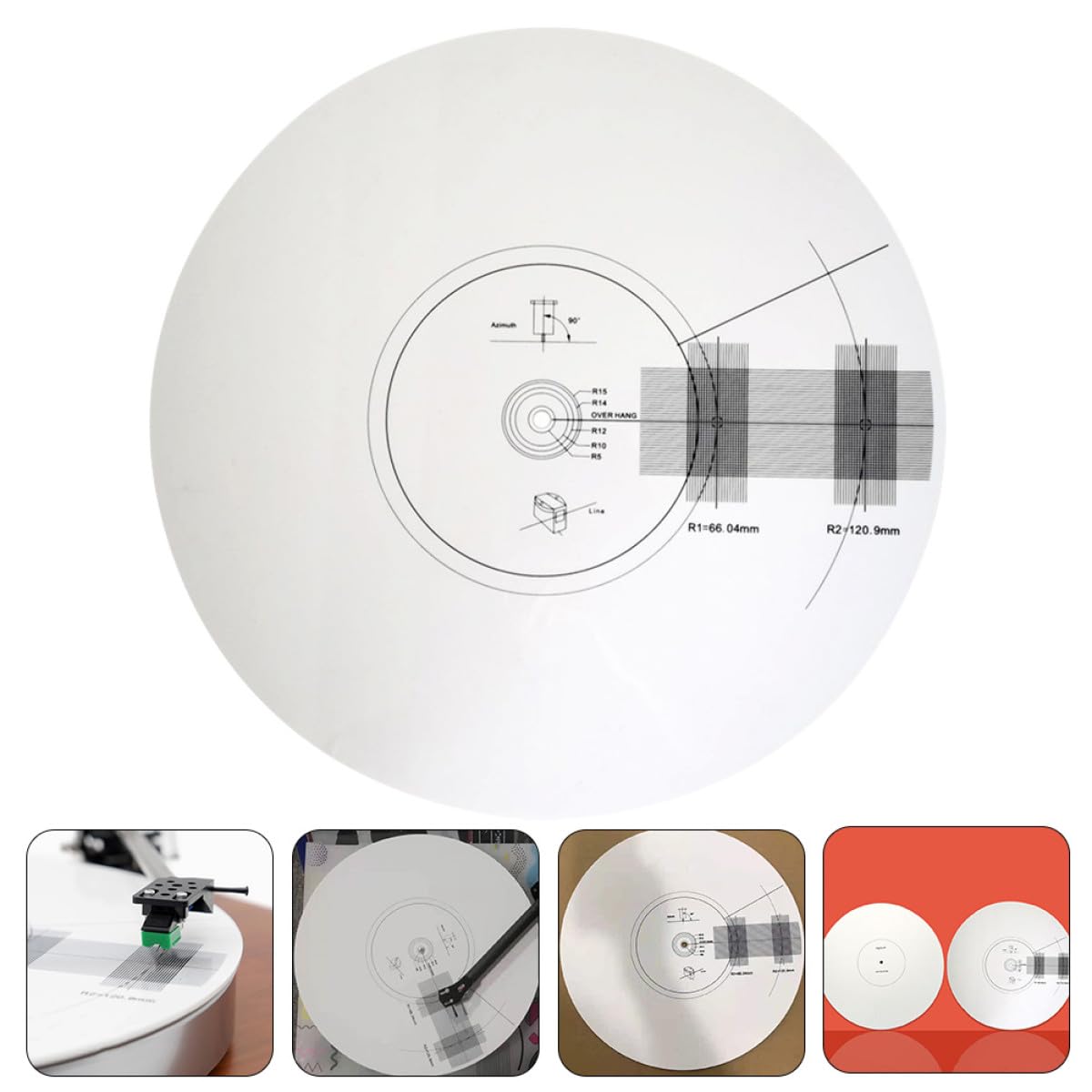 Tofficu Piastra di Calibrazione del Disco in Vinile Accessorio per Giradischi Strumento di Regolazione del Pickup Misuratore della Distanza Tappetino Goniometro per Allineamento Adatto