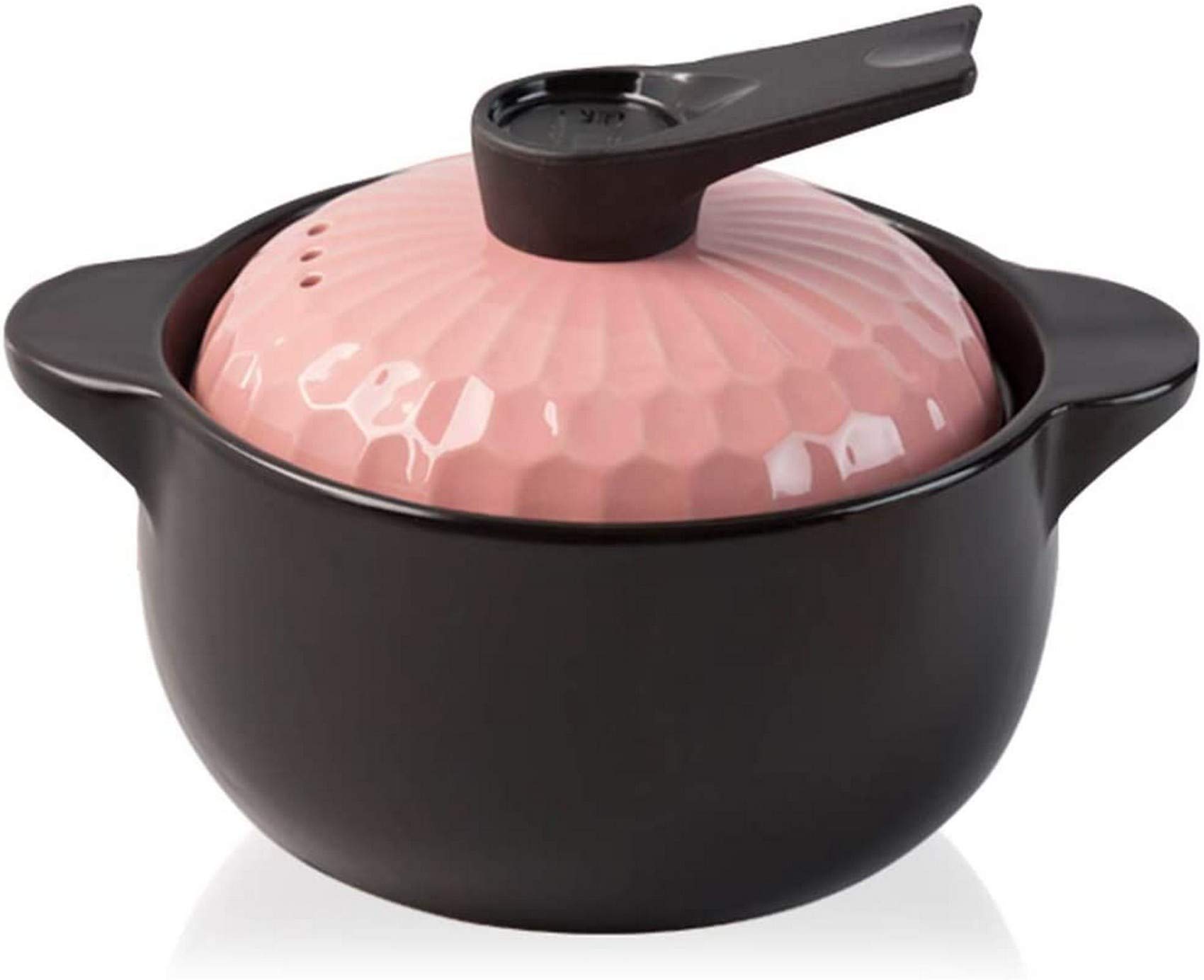 Pentola Cucina, casseruola Rotonda in Ceramica con Manico, casseruola in Terracotta con Isolamento antiscottatura, Deliziosa pentola stufato Lento, pentola zuppa Sana con Coperchio