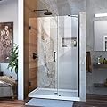 DreamLine Unidoor 47-48 in. W x 72 in. H Frameless Hinged Shower Door with Support Arm in Satin Black, SHDR-20477210-09