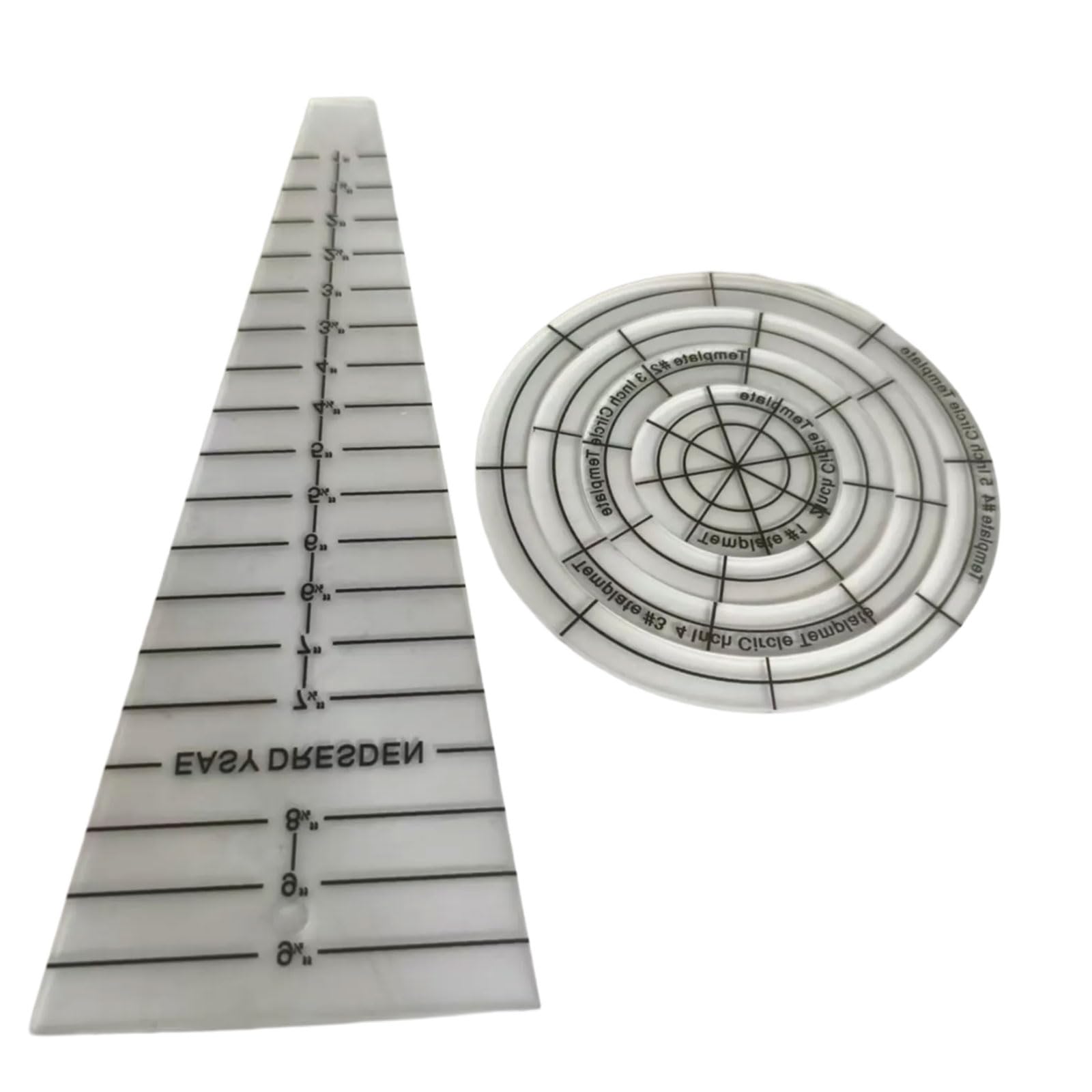 Xjdzineq Light 2Pcs Triangular Circular Shaped Quilting Rulers Multipurpose Patchwork Ruler Templates For Dressmaking Embroidery Craft Creative Stitching Ruler
