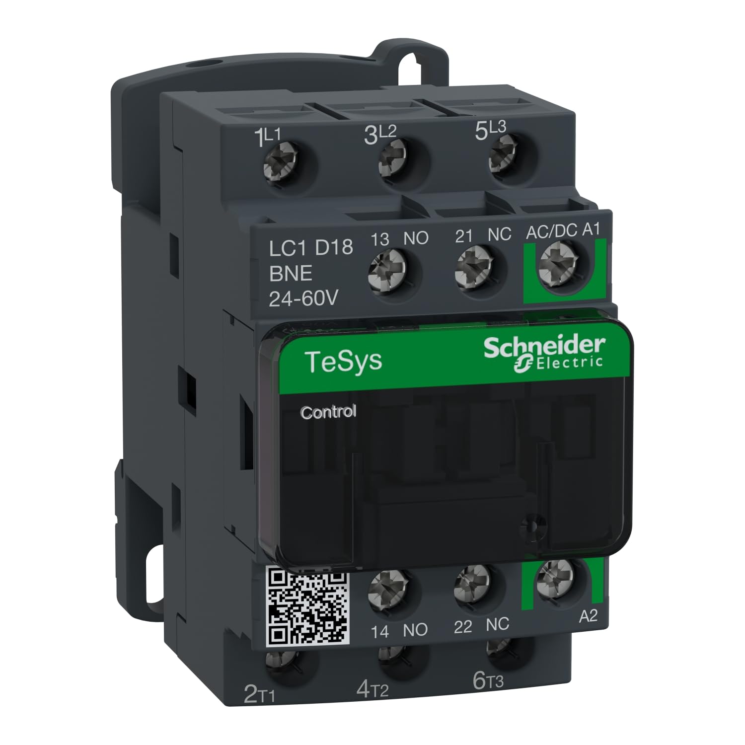 Schneider Electric LC1D18BNE TeSys D Contactor, 3P, AC-3, <=440V, 18A, 24V-60V AC/DC, 86mm x 45mm x 77mm, Gris