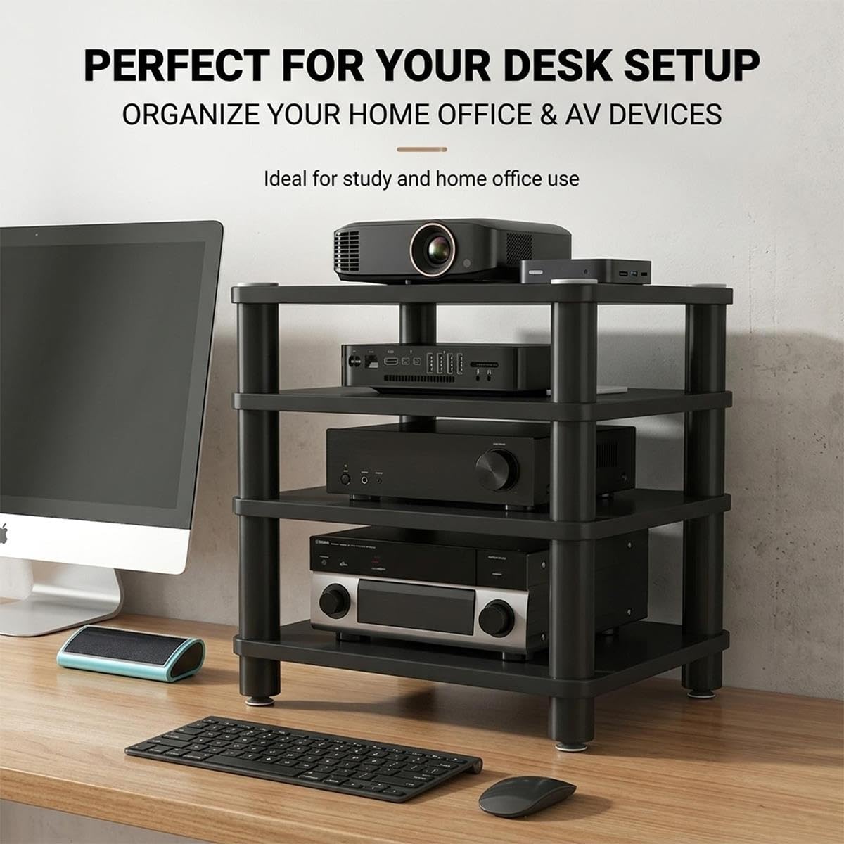 Desktop Audio Rack for Stereo Equipment, 3-Tier Media Stand for HIFI System