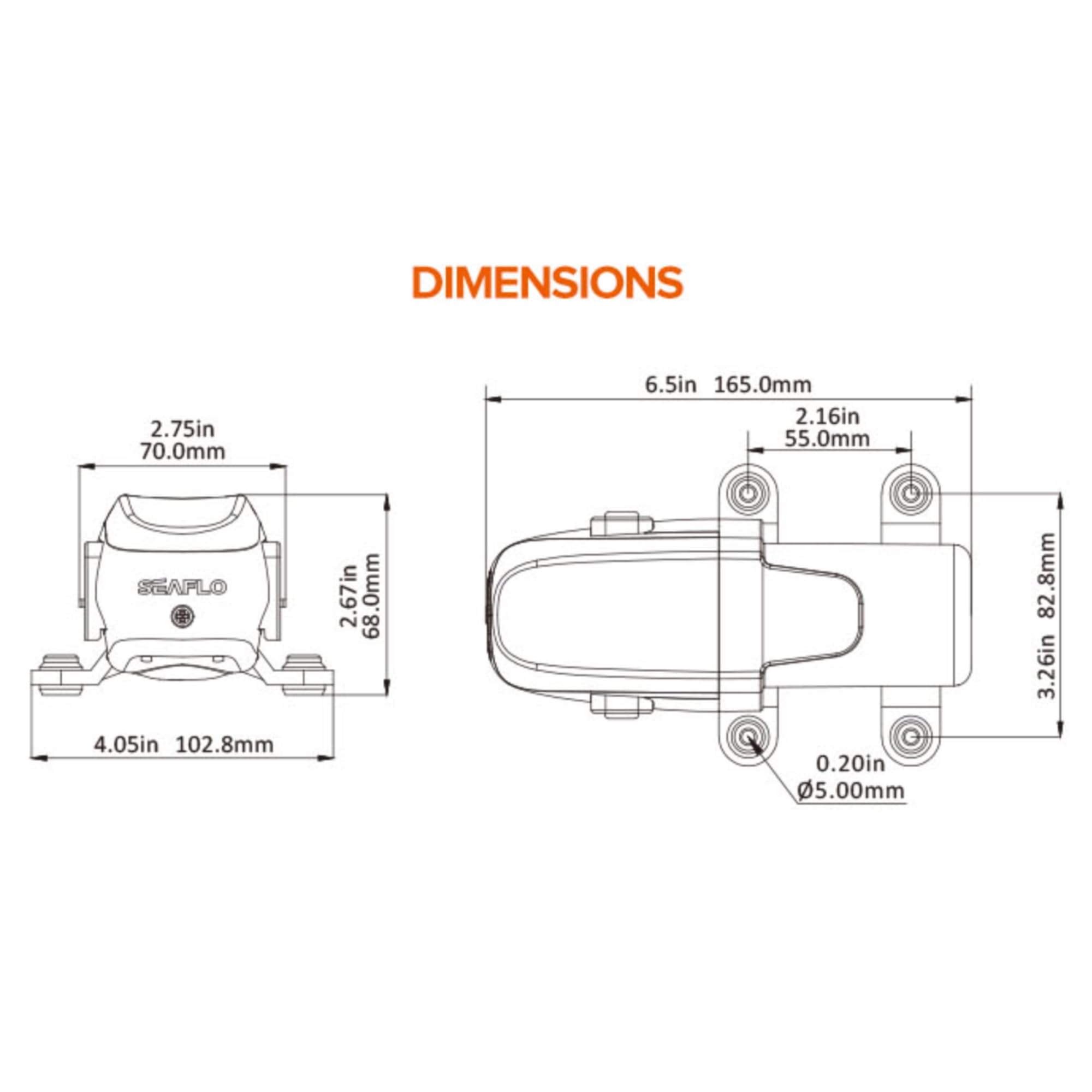 SEAFLO Bomba de diafragma de presión de agua bajo demanda serie 23A (1.2 GPM, 40 PSI, 12V)