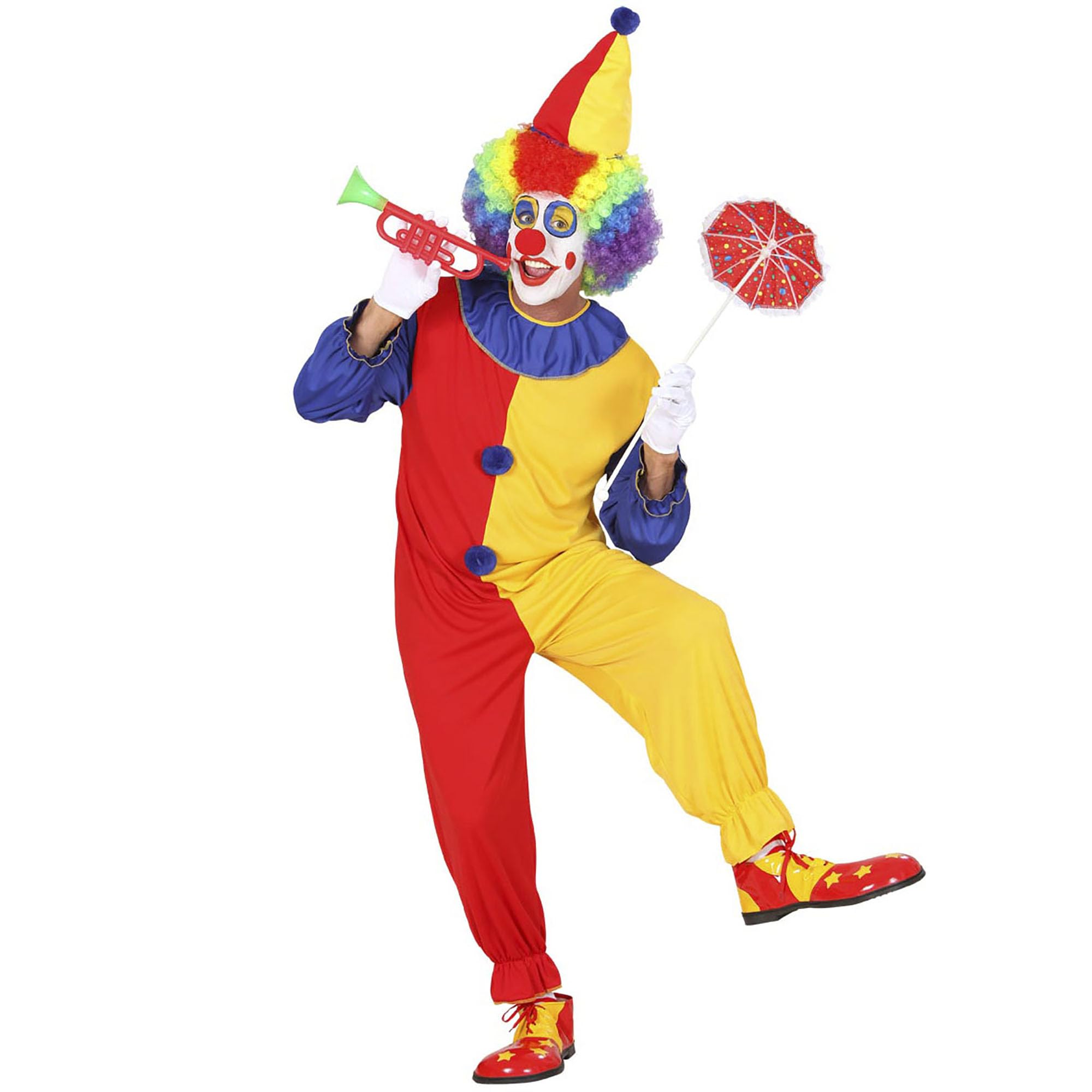 Widmann Clown Costume Jumpsuit Casper Fun Bird Circus Fancy Dress Costumes Carnival