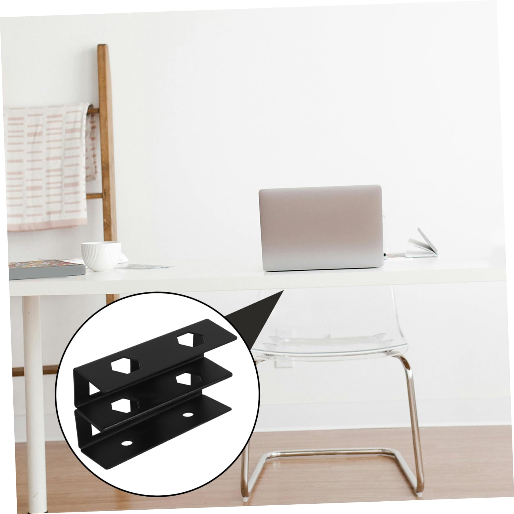 NUOBESTY 3juegos Soporte Metálico para Computadora Portátil De Doble Capa Bajo Escritorio Organizador De Escritorio para Laptops y Accesorios Instalación